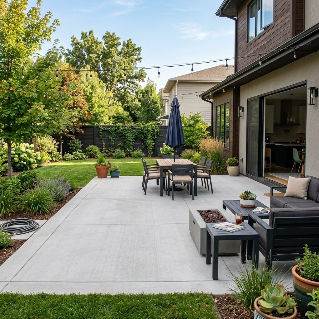Custom Flagstone Stamped Patio & Firepit